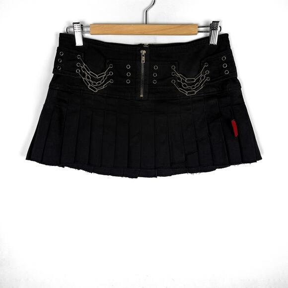 Rare Vintage Tripp NYC Black Pleated Chain Mini Skirt Sz Medium Womens Mall Goth - Picture 1 of 16